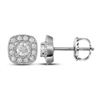 Image 1 : Diamond Solitaire Square Frame Earrings 3/8 Cttw 14kt White Gold
