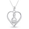 Image 1 : Moving Diamond Heart Pendant 1/20 Cttw 10kt White Gold