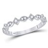 Image 1 : Diamond Geometric Stackable Band Ring 1/10 Cttw 14kt White Gold