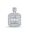 Image 1 : Baguette Diamond Square Cluster Pendant 1 Cttw 14kt White Gold