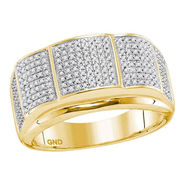 Mens Diamond Band Ring 1/2 Cttw 10kt Yellow Gold