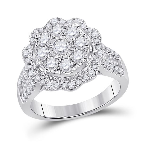 Diamond Right Hand Cluster Ring 1-5/8 Cttw 14kt White Gold