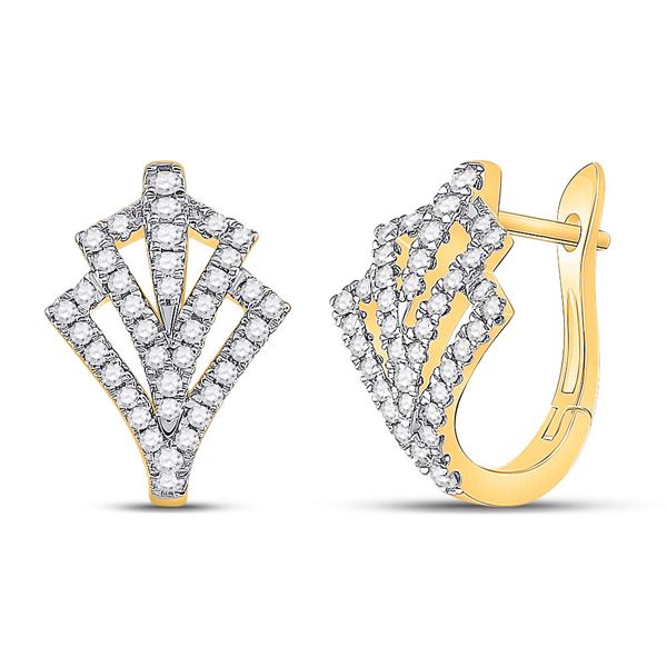 Diamond Hoop Earrings 1/2 Cttw 14kt Yellow Gold