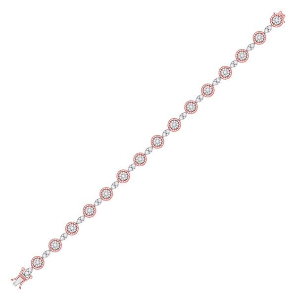 Diamond Flower Cluster Fashion Bracelet 2-1/2 Cttw 14kt Two-tone Gold