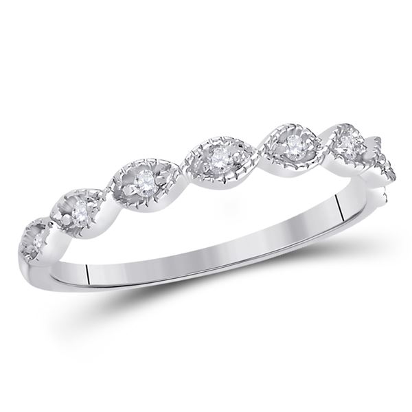Diamond Classic Stackable Band Ring 1/10 Cttw 14kt White Gold