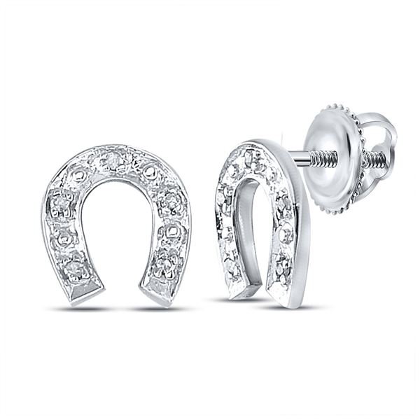Diamond Horseshoe Earrings 1/20 Cttw Sterling Silver