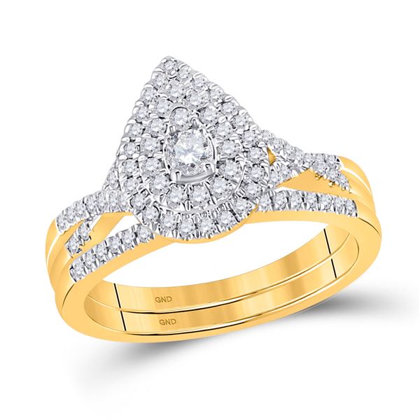 Diamond Bridal Wedding Ring Band Set 1/2 Cttw 10kt Yellow Gold