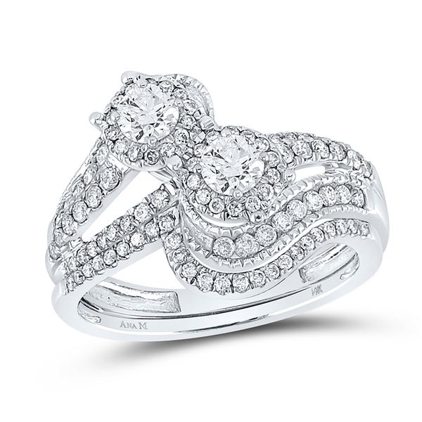 Diamond Bridal Wedding Ring Band Set 1 Cttw 14kt White Gold