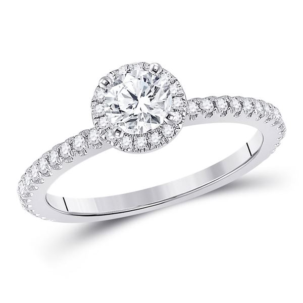 Diamond Halo Bridal Wedding Engagement Ring 7/8 Cttw 14kt White Gold