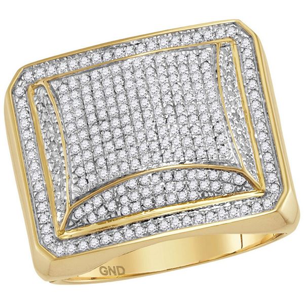 Mens Diamond Domed Square Cluster Ring 1 Cttw 10kt Yellow Gold