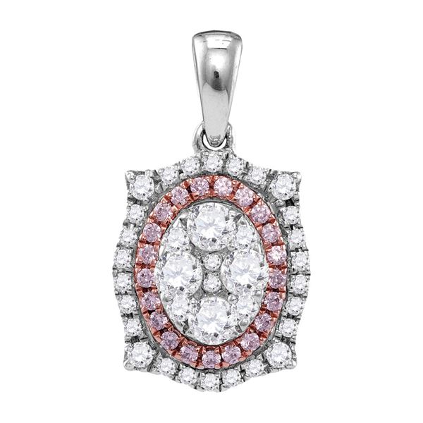 Pink Diamond Fashion Oval Pendant 7/8 Cttw 14kt White Gold
