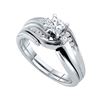 Image 1 : Princess Diamond Bridal Wedding Ring Band Set 1/2 Cttw 14kt White Gold