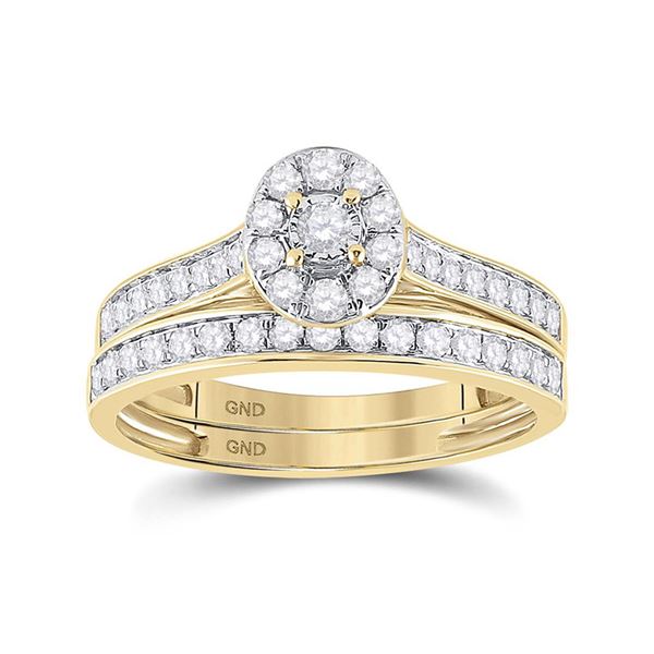 Diamond Bridal Wedding Ring Band Set 1/2 Cttw 10kt Yellow Gold