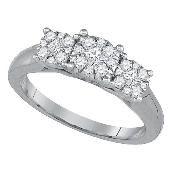 Princess Diamond 3-stone Bridal Wedding Engagement Ring 1/2 Cttw 14kt White Gold