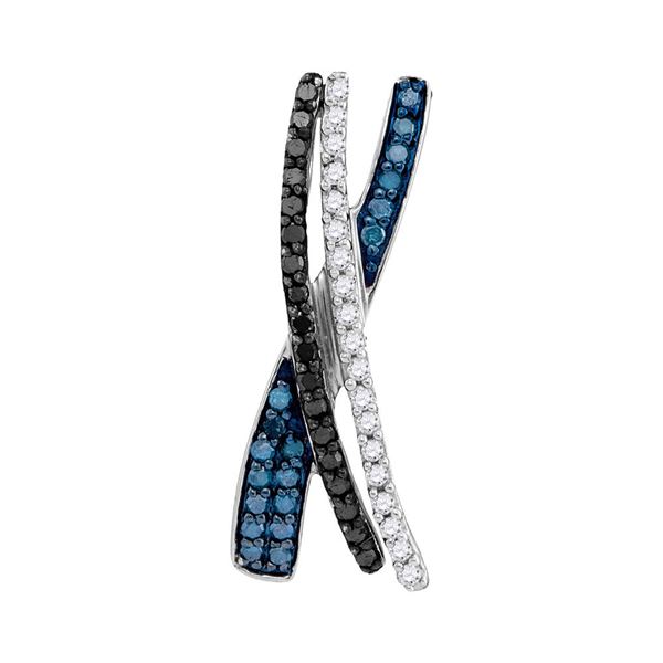 Black Color Enhanced Diamond Fashion Pendant 1/3 Cttw Sterling Silver