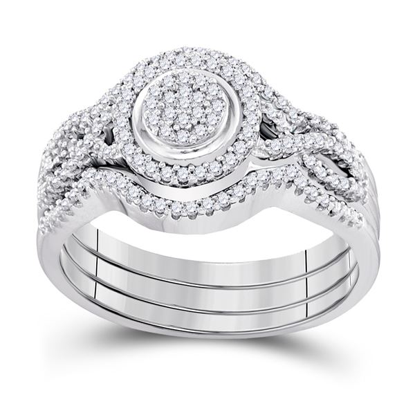 Diamond Bridal Wedding Ring Band Set 1/3 Cttw 10kt White Gold