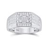 Image 1 : Mens Baguette Diamond Square Ring 3/4 Cttw 14kt White Gold