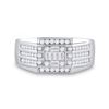 Image 2 : Mens Baguette Diamond Square Ring 3/4 Cttw 14kt White Gold