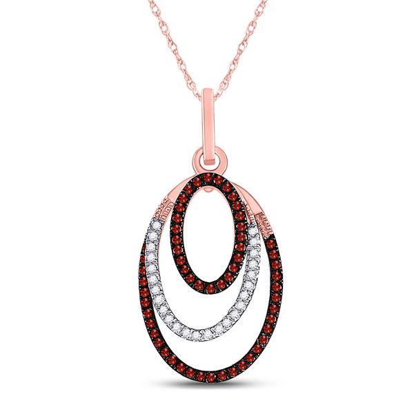 Red Color Enhanced Diamond Oval Pendant 1/4 Cttw 10kt Rose Gold