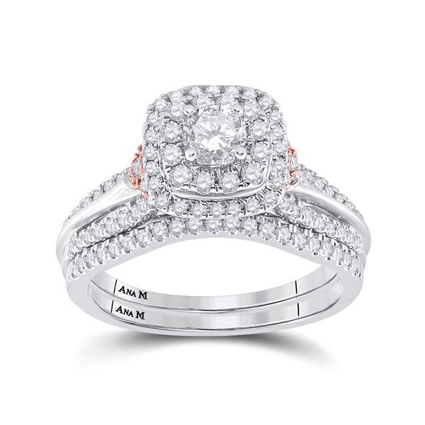 Diamond Bridal Wedding Ring Band Set 1 Cttw 14kt Two-tone Gold
