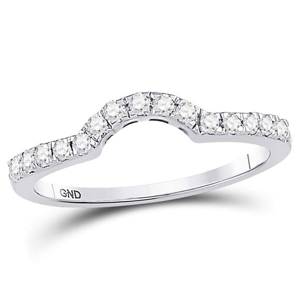 Diamond Curved Wedding Band Ring 1/4 Cttw 14kt White Gold