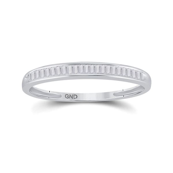 Baguette Diamond Wedding Anniversary Band Ring 1/6 Cttw Sterling Silver