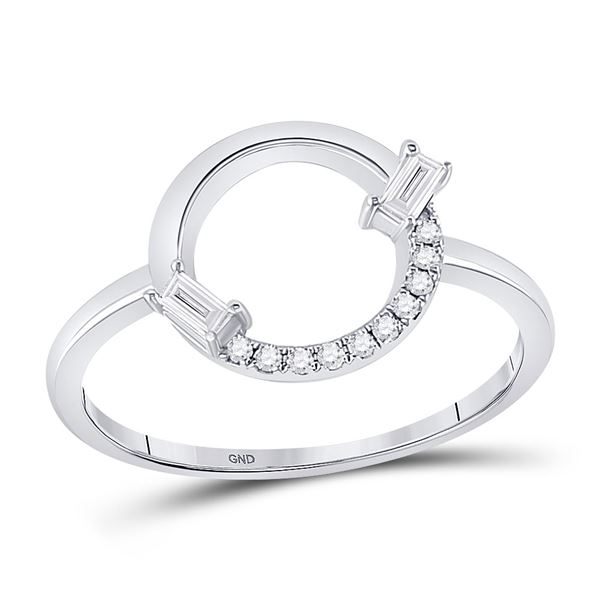 Diamond Outline Circle Ring 1/8 Cttw 14kt White Gold