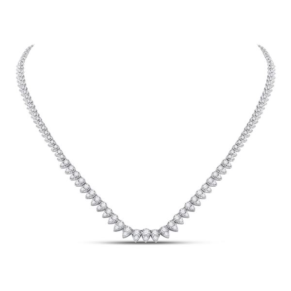 Diamond Teardrop Pear Link Necklace 4-1/3 Cttw 14kt White Gold