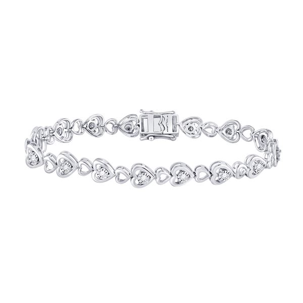 Diamond Heart Tennis Bracelet 1/2 Cttw Sterling Silver