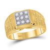 Image 1 : Mens Diamond Brick Square Ring 1/4 Cttw 10kt Yellow Gold