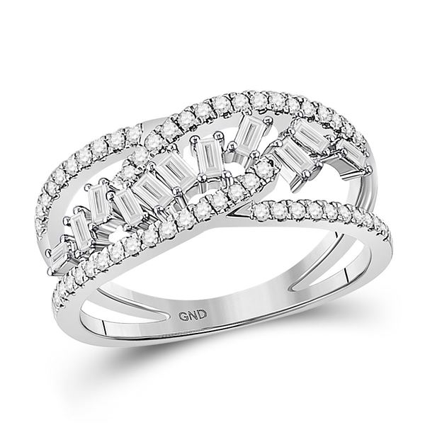 Baguette Diamond Scattered Band Ring 1/2 Cttw 14kt White Gold