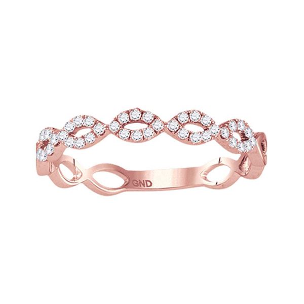 Diamond Twisted Stackable Band Ring 1/5 Cttw 14kt Rose Gold