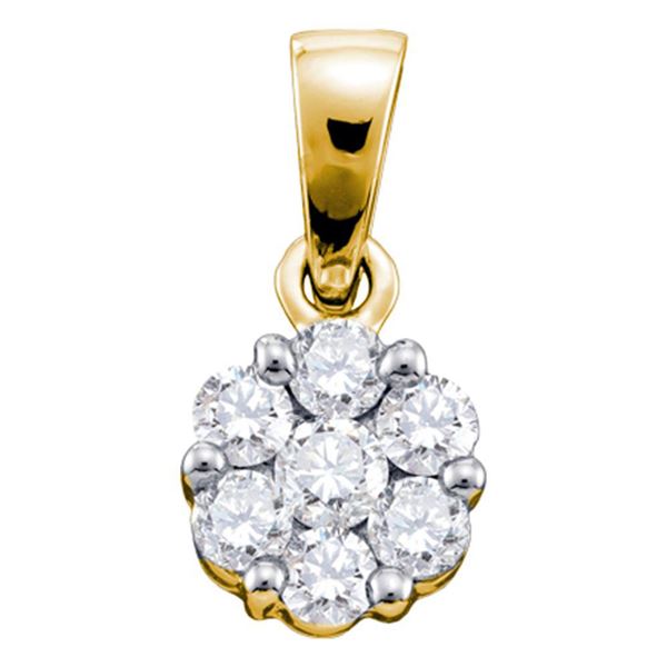 Diamond Flower Cluster Pendant 1/4 Cttw 14kt Yellow Gold