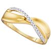 Image 1 : Diamond Single Row Crossover Band Ring 1/20 Cttw 10kt Yellow Gold