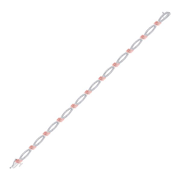 Diamond Rose-tone Rope Bracelet 1 Cttw 10kt White Gold