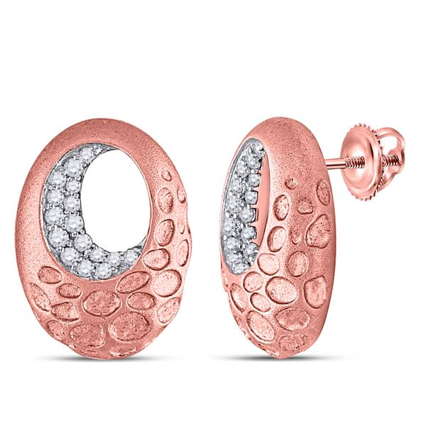 Diamond Pitted Oval Earrings 1/5 Cttw 14kt Rose Gold