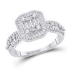 Image 1 : Baguette Diamond Square Cluster Ring 7/8 Cttw 14kt White Gold