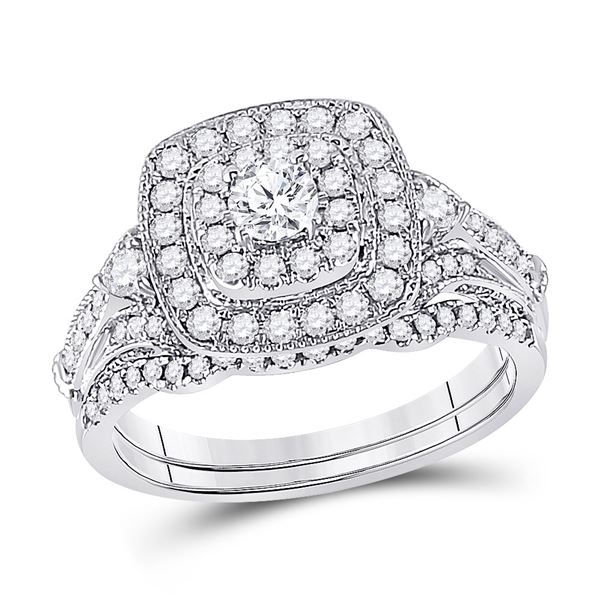 Diamond Bridal Wedding Ring Band Set 1 Cttw 14kt White Gold