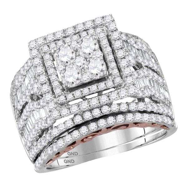 Diamond Bridal Wedding Ring Band Set 2-1/2 Cttw 14kt Two-tone Gold