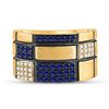 Image 2 : Mens Blue Sapphire Checkered Band Ring 5/8 Cttw 14kt Yellow Gold