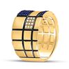 Image 3 : Mens Blue Sapphire Checkered Band Ring 5/8 Cttw 14kt Yellow Gold