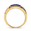 Image 4 : Mens Blue Sapphire Checkered Band Ring 5/8 Cttw 14kt Yellow Gold