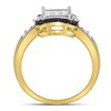 Image 4 : Black Color Enhanced Diamond Cluster Ring 3/4 Cttw 10kt Yellow Gold