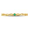Image 2 : Emerald Solitaire Milgrain Stackable Band Ring .01 Cttw 10kt Yellow Gold