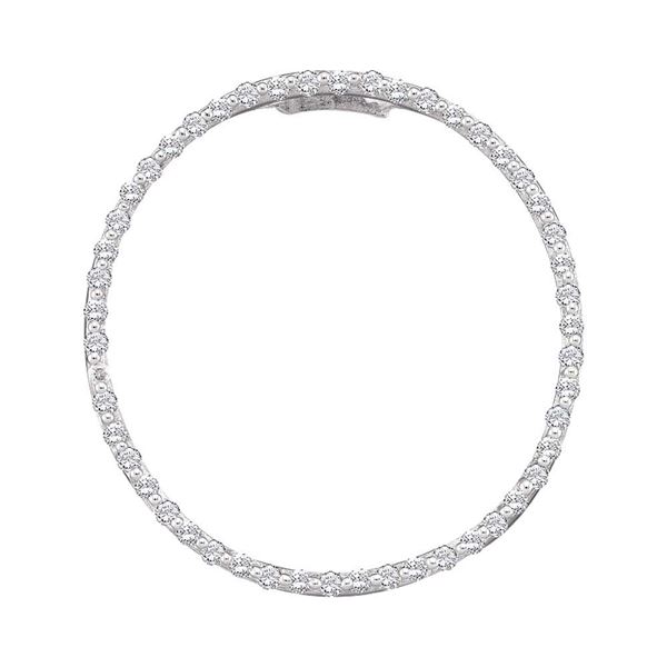 Diamond Open-center Circle Pendant 1/2 Cttw 14kt White Gold