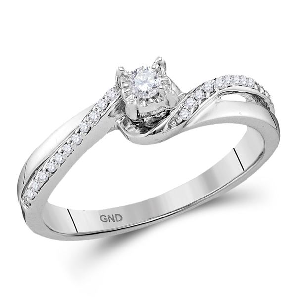 Diamond Solitaire Bridal Wedding Engagement Ring 1/8 Cttw 10kt White Gold