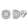 Image 1 : Diamond Circle Halo Cluster Earrings 1/4 Cttw 14kt White Gold