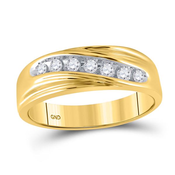 Mens Diamond Wedding Band Ring 1/4 Cttw 14kt Yellow Gold