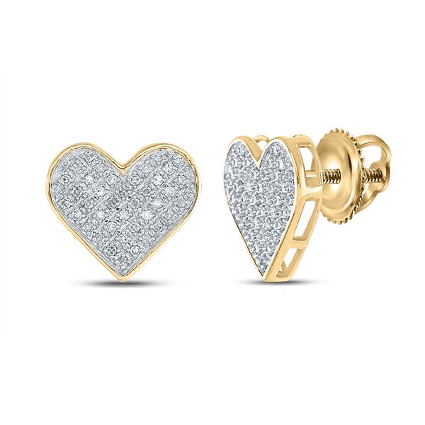 Diamond Heart Earrings 1/4 Cttw Yellow-tone Sterling Silver
