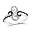 Image 1 : Black Color Enhanced Diamond Swirl Ring 1/5 Cttw 10kt White Gold
